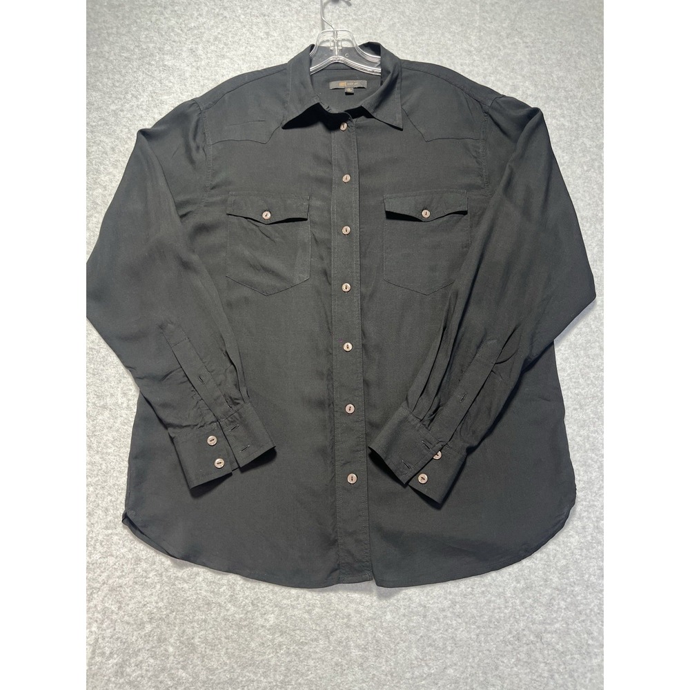 Frye Western Shirt Womens Long Sleeve‎ Medium, Black,  Addie Button Up Classic
